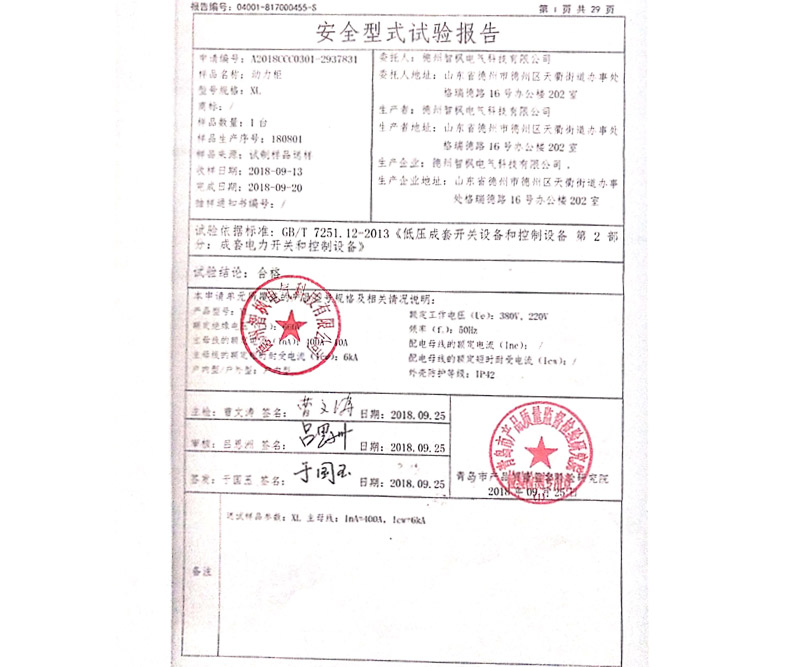 安全型式試驗報告